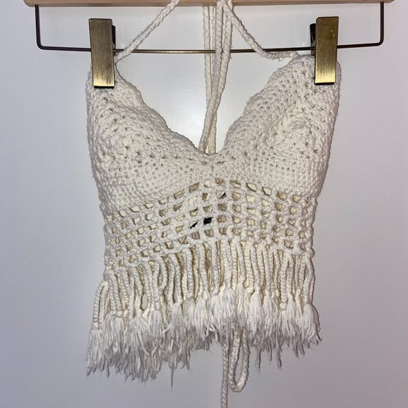 Sabo Skirt Two-Piece Crochet Bralette Set || White - Picture 2 of 16